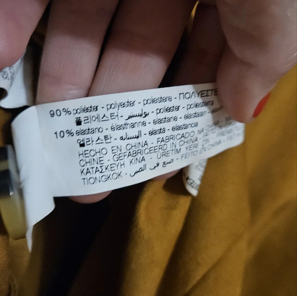 ZARA Faux suede belted utility mini dress romper. Mustard tan color. Size Medium - Picture 15 of 16